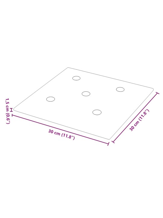 Sienas paneļi, 12 gab., sarkani, 30x30 cm, mākslīgā āda, 1,08m²