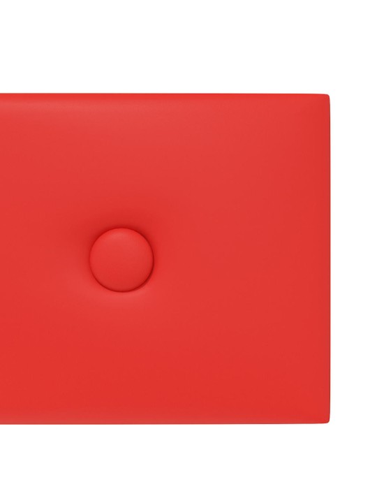 Sienas paneļi, 12 gab., sarkani, 60x15 cm, mākslīgā āda, 1,08m²