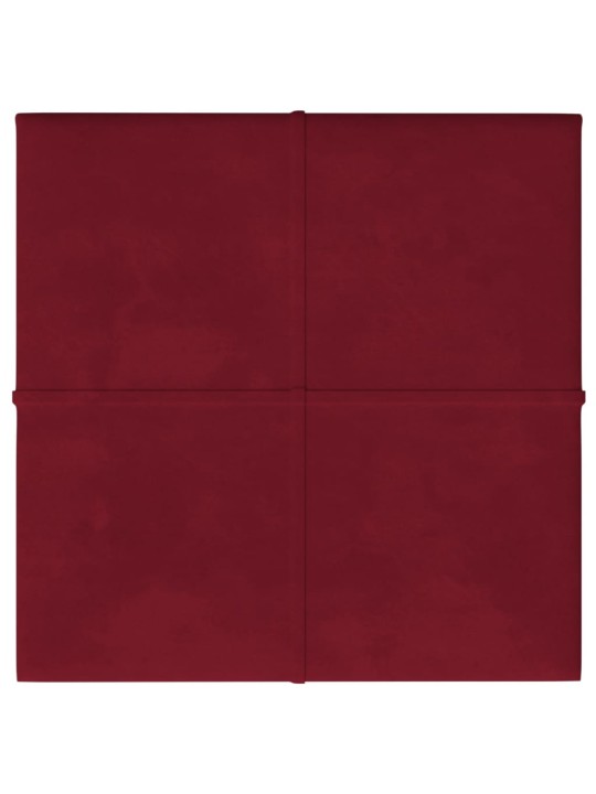 Sienas paneļi, 12 gab., vīnsarkani, 30x30 cm, samts, 1,08 m²