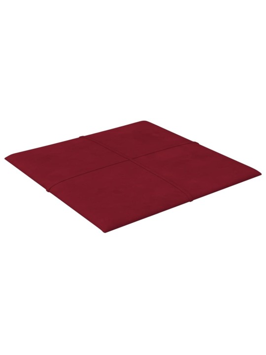 Sienas paneļi, 12 gab., vīnsarkani, 30x30 cm, samts, 1,08 m²