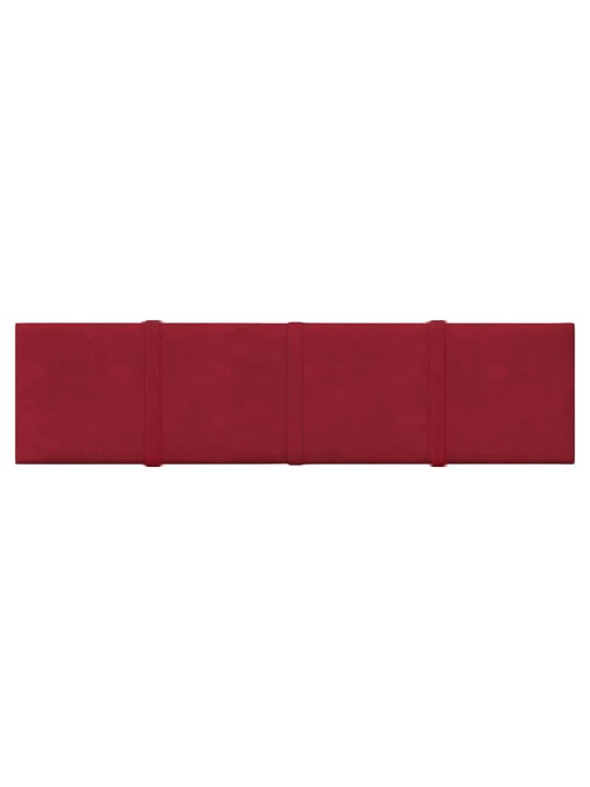 Sienas paneļi, 12 gab., vīnsarkani, 60x15 cm, samts, 1,08 m²