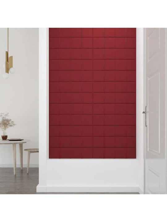 Sienas paneļi, 12 gab., vīnsarkani, 60x15 cm, samts, 1,08 m²