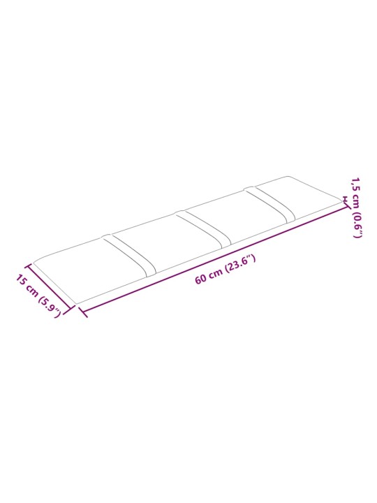 Sienas paneļi, 12 gab., vīnsarkani, 60x15 cm, samts, 1,08 m²