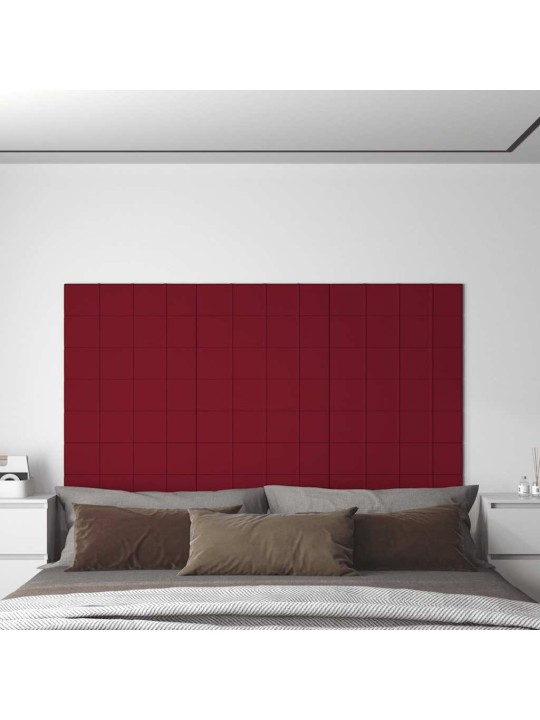 Sienas paneļi, 12 gab., vīnsarkani, 60x15 cm, samts, 1,08 m²