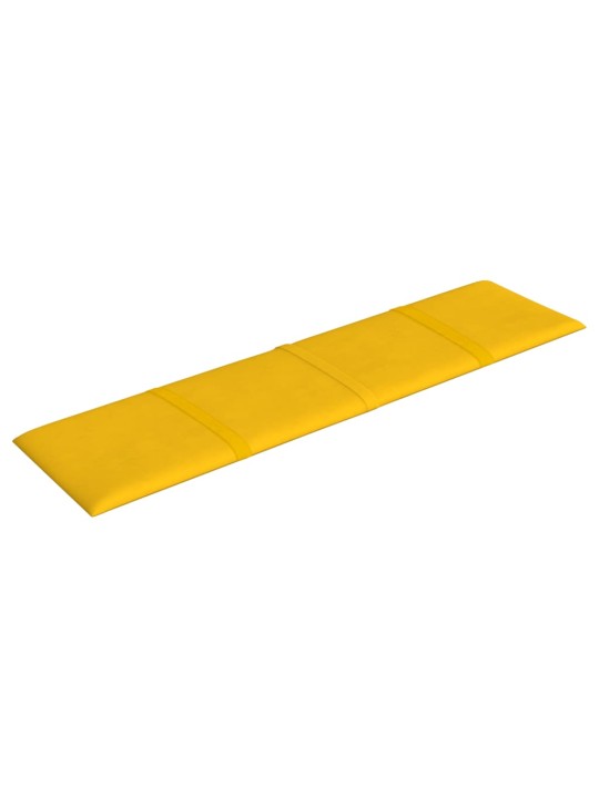 Sienas paneļi, 12 gab., dzelteni, 60x15 cm, samts, 1,08 m²