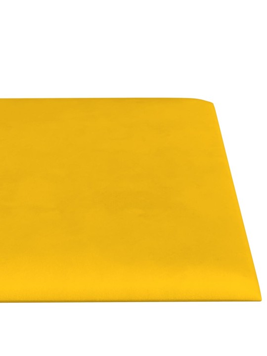 Sienas paneļi, 12 gab., dzelteni, 60x15 cm, samts, 1,08 m²