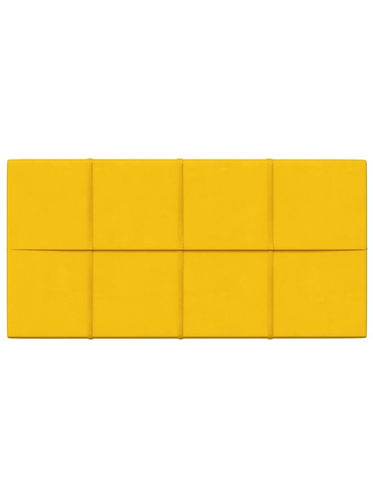 Sienas paneļi, 12 gab., dzelteni, 60x30 cm, samts, 2,16 m²