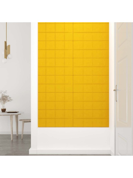 Sienas paneļi, 12 gab., dzelteni, 60x30 cm, samts, 2,16 m²