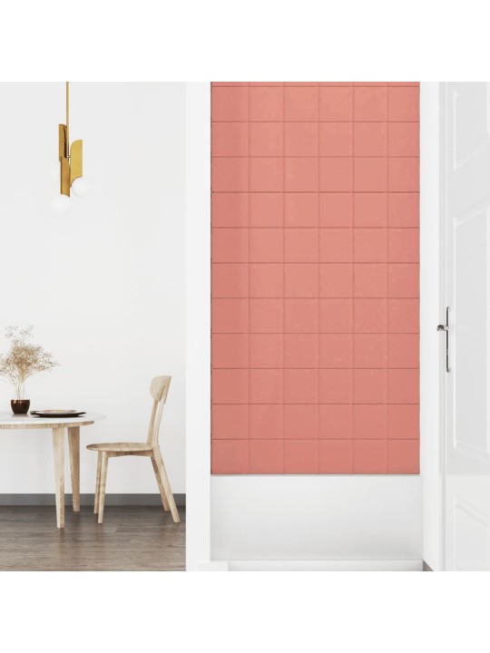 Sienas paneļi, 12 gab., rozā, 90x15 cm, samts, 1,62 m²