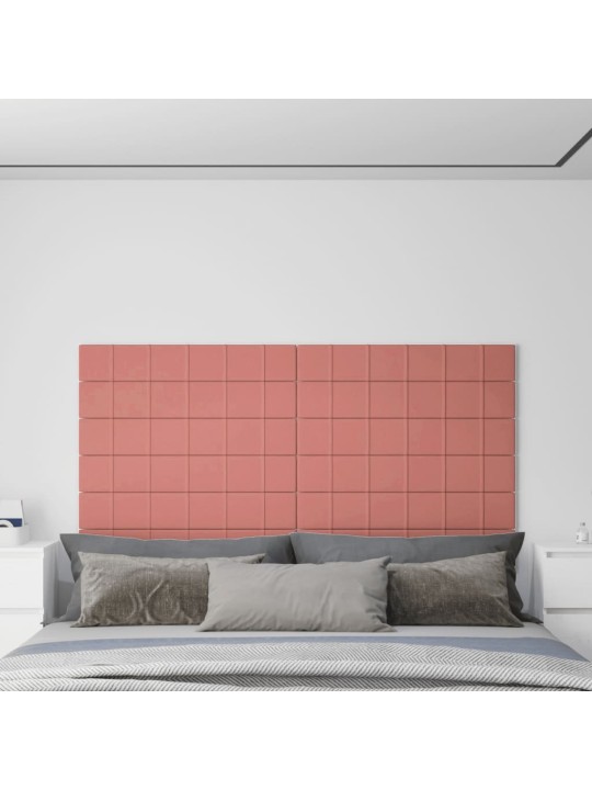 Sienas paneļi, 12 gab., rozā, 90x15 cm, samts, 1,62 m²