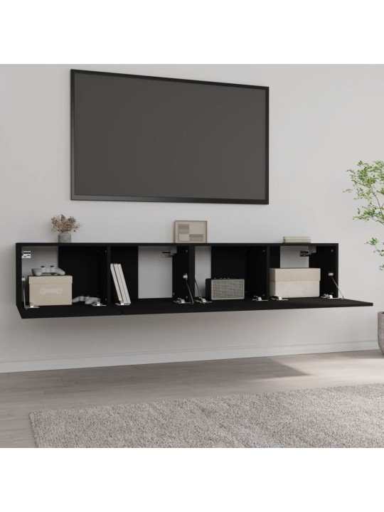 Tv skapīši, 2 gab., 80x30x30 cm, inženierijas koks, melni