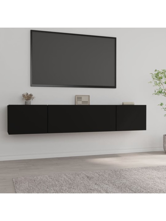 Tv skapīši, 2 gab., 80x30x30 cm, inženierijas koks, melni