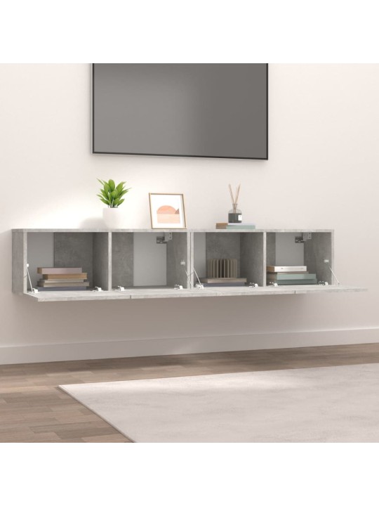 Tv skapīši, 2 gab., betonpelēki, 80x30x30 cm, inženierijas koks