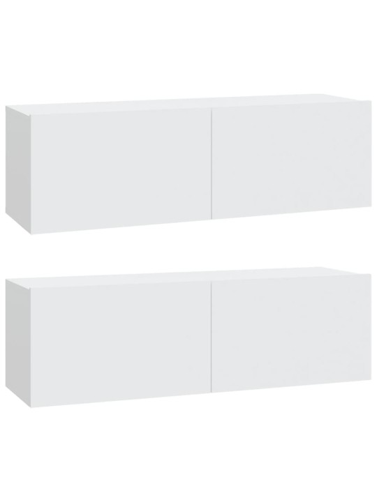 Tv skapīši, 2 gab., balti, 100x30x30 cm, inženierijas koks
