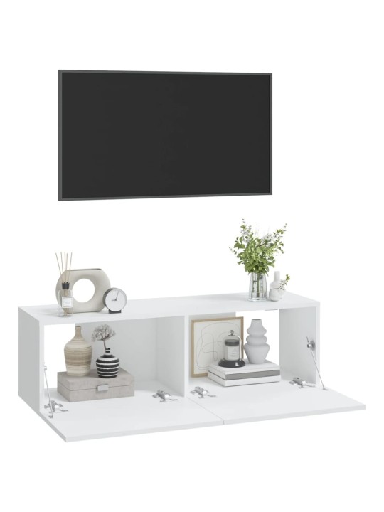 Tv skapīši, 2 gab., balti, 100x30x30 cm, inženierijas koks