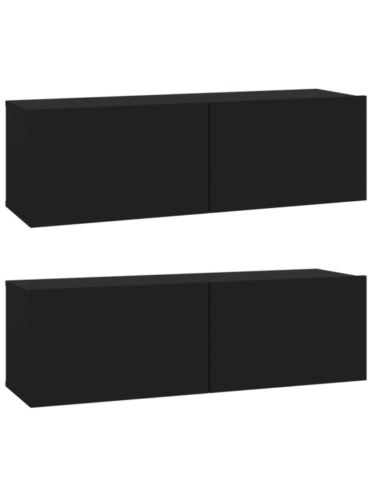 Tv skapīši, 2 gab., melni, 100x30x30 cm, inženierijas koks