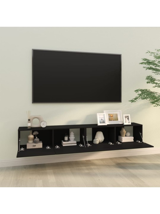 Tv skapīši, 2 gab., melni, 100x30x30 cm, inženierijas koks