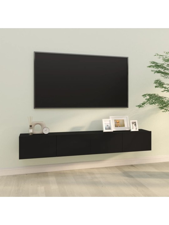Tv skapīši, 2 gab., melni, 100x30x30 cm, inženierijas koks