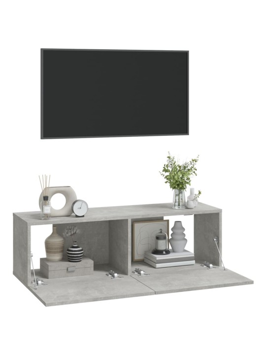 Tv skapīši, 2 gab., betonpelēki, 100x30x30cm, inženierijas koks