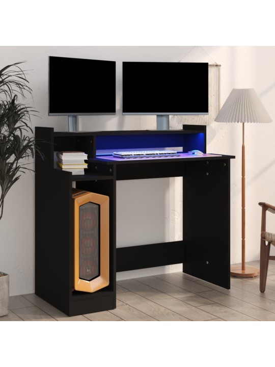 Rakstāmgalds, led, 97x45x90 cm, inženierijas koks, melns
