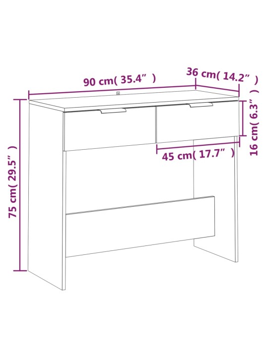 Konsoles galdiņš, melns, 90x36x75 cm, inženierijas koks