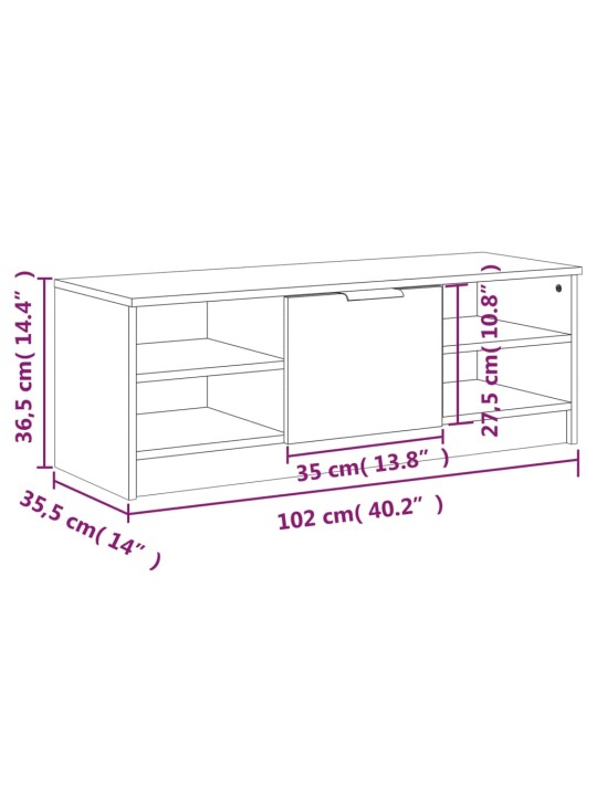 Tv skapītis, balts, 102x35,5x36,5 cm, inženierijas koks