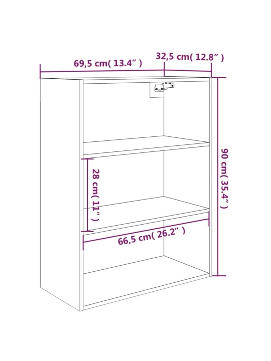 Piekarams plaukts, melns, 69,5x32,5x90 cm