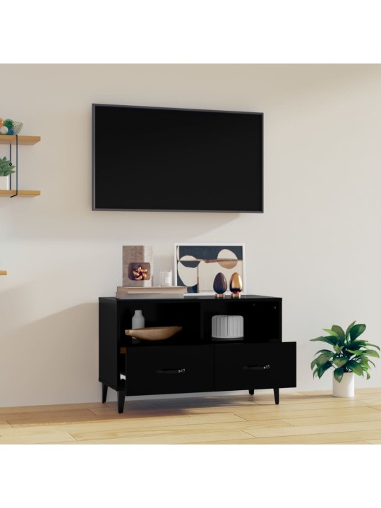 Tv skapītis, melns, 80x36x50 cm, inženierijas koks