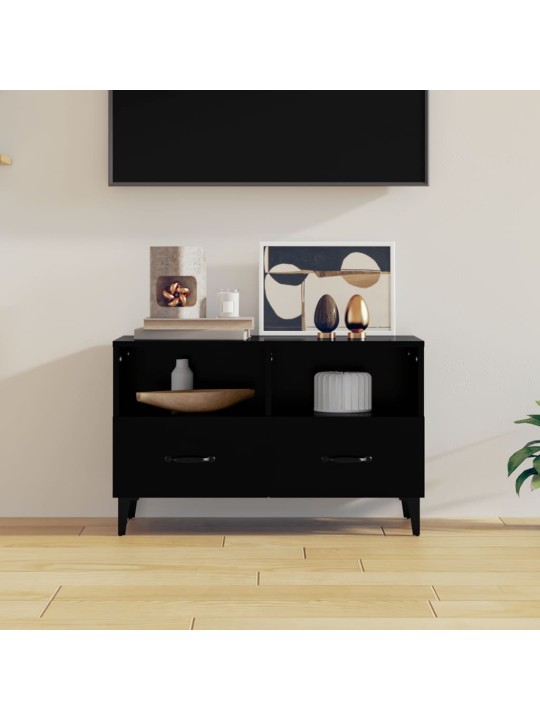 Tv skapītis, melns, 80x36x50 cm, inženierijas koks
