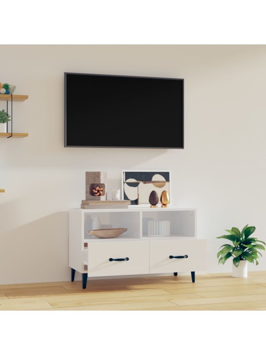 tv skapītis, spīdīgi balts, 80x36x50 cm, inženierijas koks