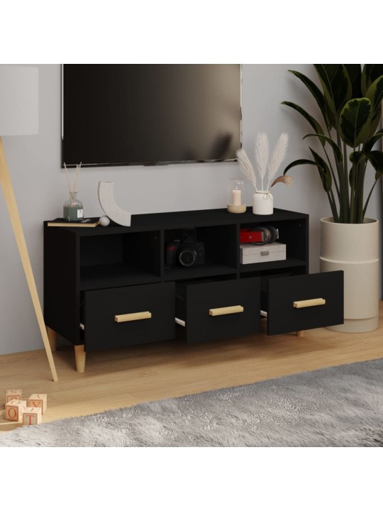 Tv skapītis, melns, 102x36x50 cm, inženierijas koks