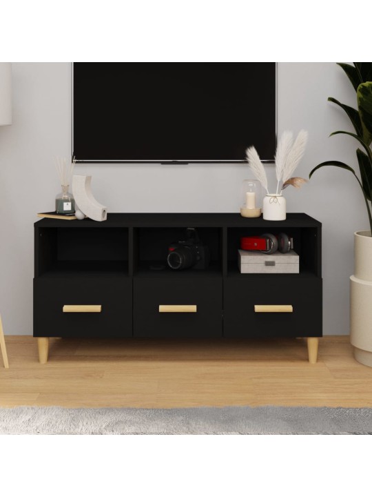 Tv skapītis, melns, 102x36x50 cm, inženierijas koks
