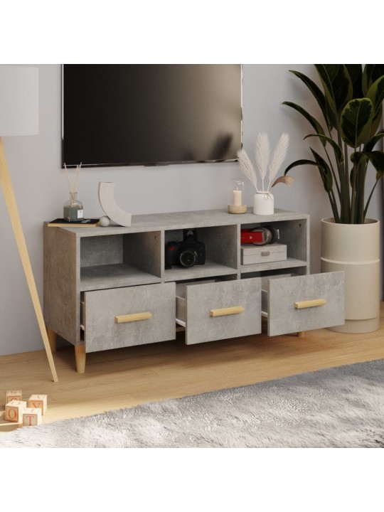 Tv skapītis, betona pelēks, 102x36x50 cm, inženierijas koks