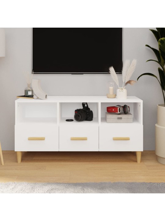 Tv skapītis, spīdīgi balts, 102x36x50 cm, inženierijas koks