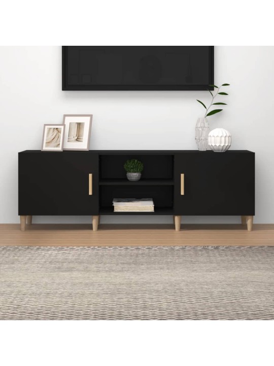 Tv skapītis, melns, 150x30x50 cm, inženierijas koks