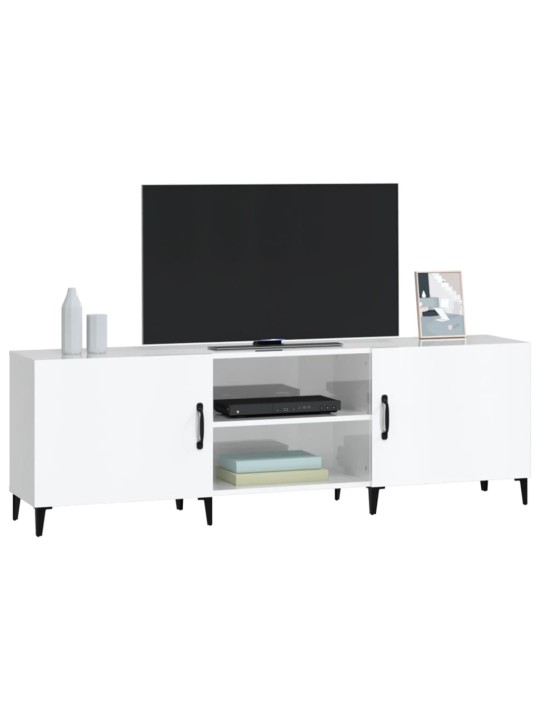 Tv skapītis, spīdīgi balts, 150x30x50 cm, inženierijas koks