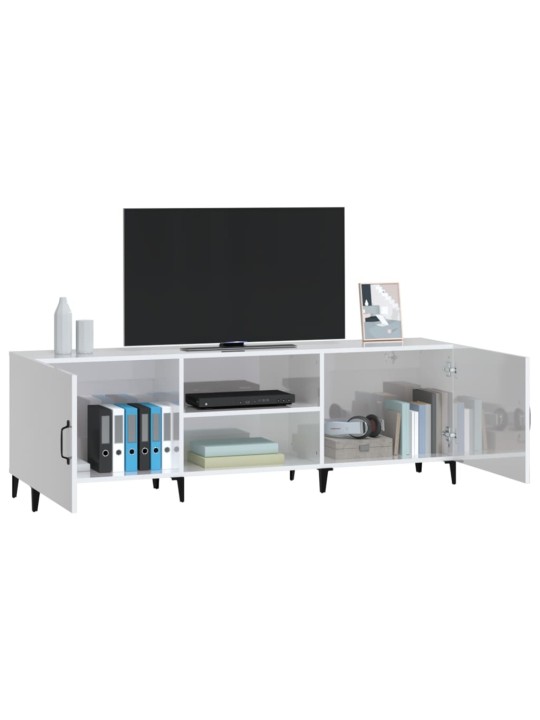 Tv skapītis, spīdīgi balts, 150x30x50 cm, inženierijas koks
