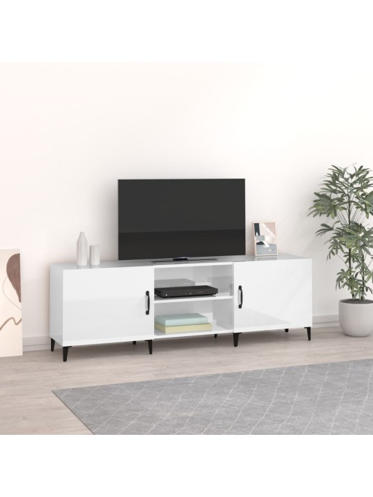 Tv skapītis, spīdīgi balts, 150x30x50 cm, inženierijas koks