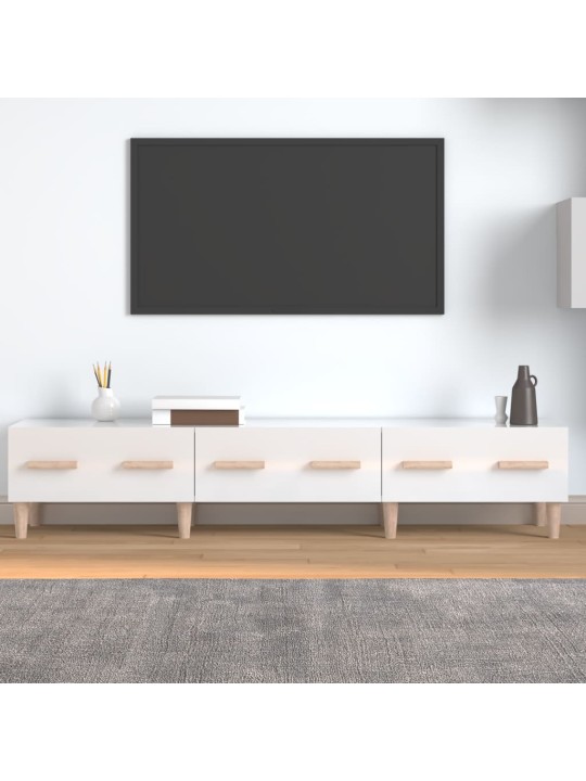 Tv skapītis, spīdīgi balts, 150x34,5x30 cm, inženierijas koks