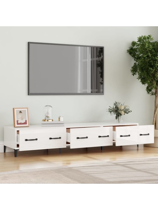 Tv skapītis, spīdīgi balts, 150x34,5x30 cm, inženierijas koks