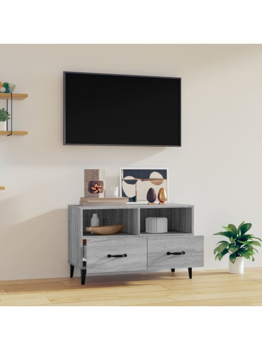 Tv skapītis, pelēka ozolkoka, 80x36x50 cm, inženierijas koks