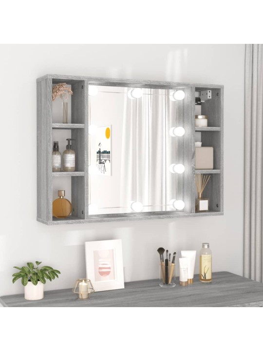 Spoguļskapītis ar led, pelēka ozolkoka krāsa, 76x15x55 cm