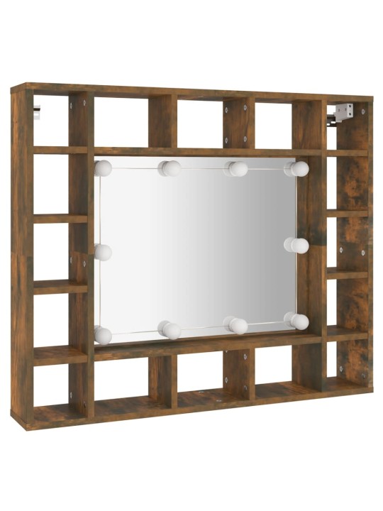Spoguļskapītis ar led, ozolkoka krāsa, 91x15x76,5 cm