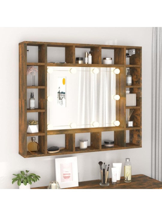 Spoguļskapītis ar led, ozolkoka krāsa, 91x15x76,5 cm