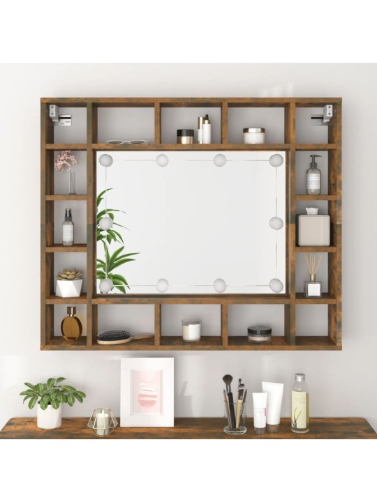 Spoguļskapītis ar led, ozolkoka krāsa, 91x15x76,5 cm