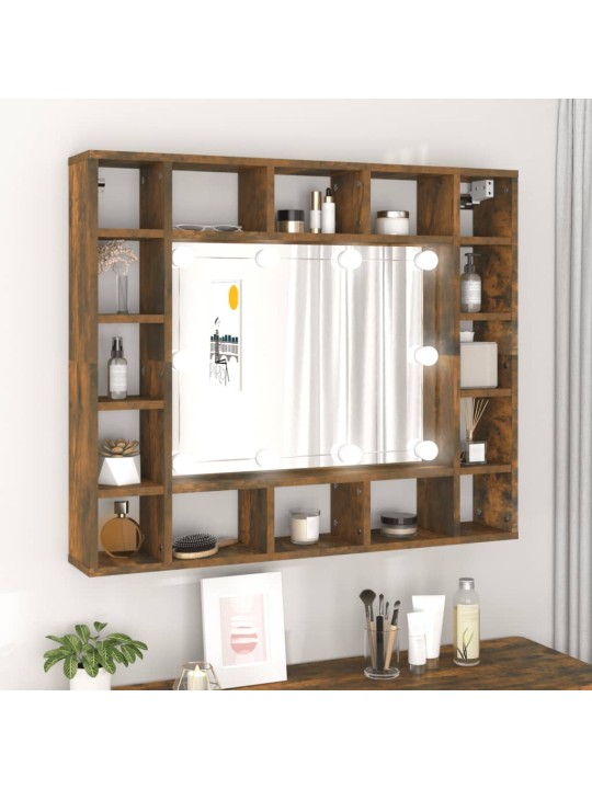 Spoguļskapītis ar led, ozolkoka krāsa, 91x15x76,5 cm