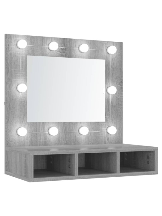 Spoguļskapītis ar led, pelēka ozolkoka krāsa, 60x31,5x62 cm