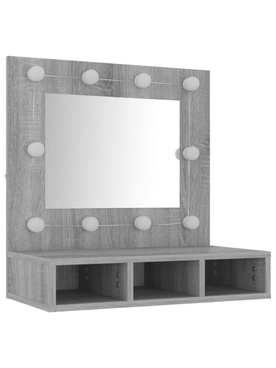 Spoguļskapītis ar led, pelēka ozolkoka krāsa, 60x31,5x62 cm