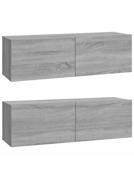Tv skapīši, 2 gab., pelēks, 100x30x30 cm, inženierijas koks