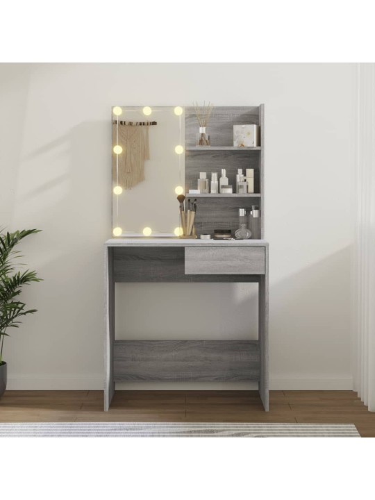 Spoguļgaldiņš ar led, pelēka ozolkoka krāsa, 74,5x40x141 cm